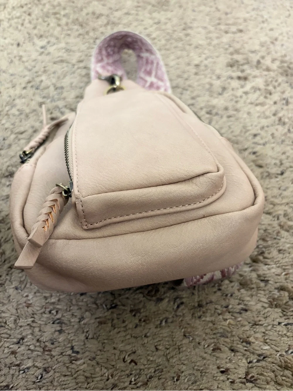 Antik Kraft Tasha Webbing Strap Sling Bag Crossbody Rose